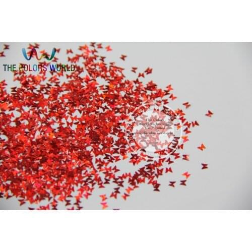 L-3 Size 3 mm laser holographic Red color Glitter paillette butterfly shape spangle for DIY supplies1pack=50g