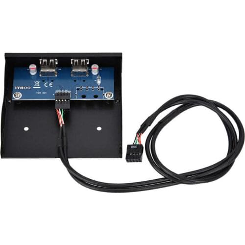 3.5 Inch USB2.0 2 Port 9-pin Tinned Copper Wire Floppy Drive Front Panel