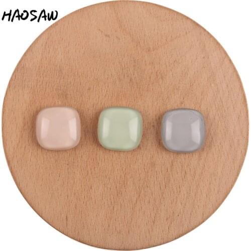 HAOSAW 18*18MM 6Pcs/Lot Resin Bead/Jelly Stone Shape Bead/Mellow Round Square/HandMade Jewelry Accessories/DIY Jewelry Making