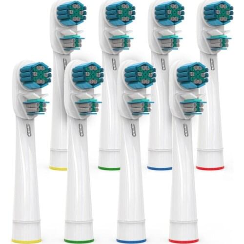 Pack 8 spare parts compatible with electric brushes - Dual C with 4 protective cases heads for dental cleaning