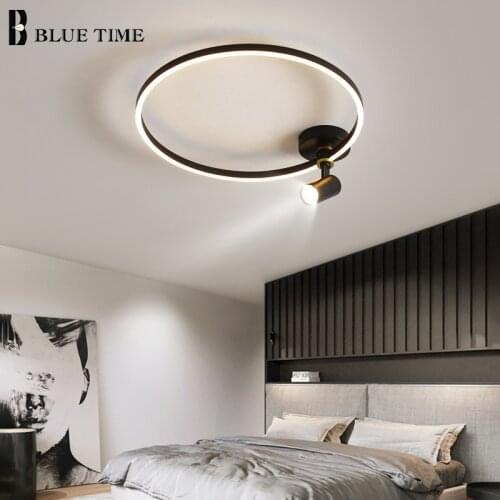 Round LED Chandeliers Indoor Black White Chandelier Lamp for Living Room Bedroom Dining Room Kitchen Lights Modern Home Lighting