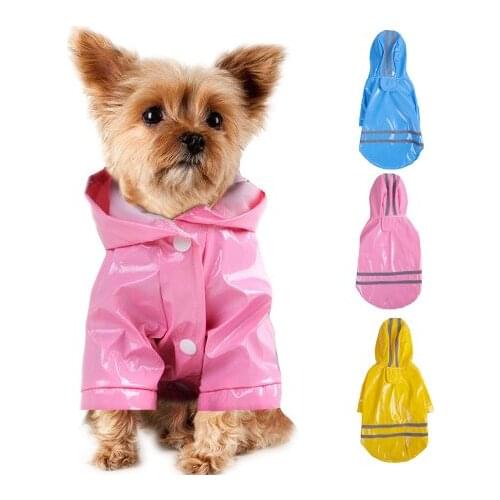 Summer Outdoor Puppy Pet Rain Coat Reflective Strip Hoody Waterproof Jackets PU Raincoat For Dogs Cats Clothes S-XL Wholesale