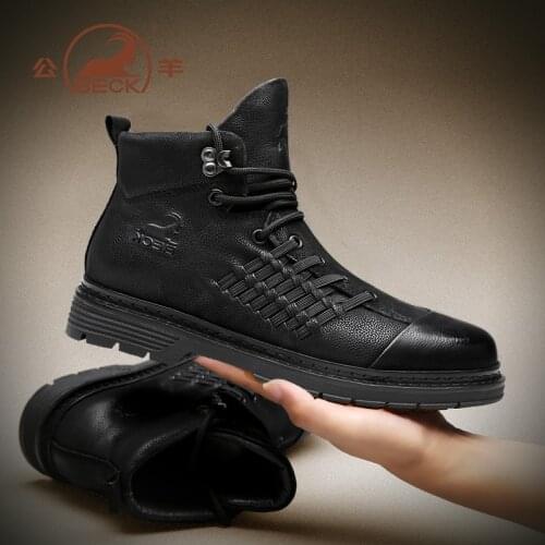 Men Shoes Autumn Winter Boots Retro Style Ankle Lace Up Casual Boots High-top Shoes For Men Wear-resistant Zapatos Boots BECK