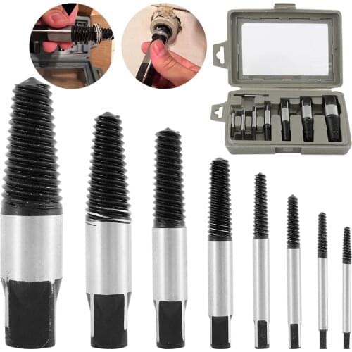 8pcs Screw Extractor Set Steel Broken Speed Out Damaged Screw Extractor Drill Bit Guide Set Remover Easy Out Tool Accessories
