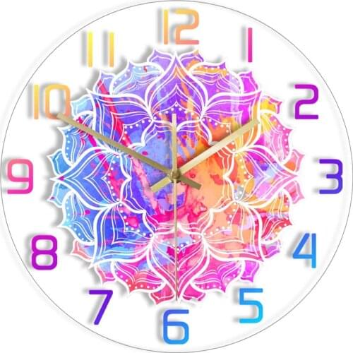 White Lotus Flower Print Wall Clock Peaceful Zen Wall Art Botanical Nature Home Décor Yoga Studio Quiet Sweep Quartz Wall Clock