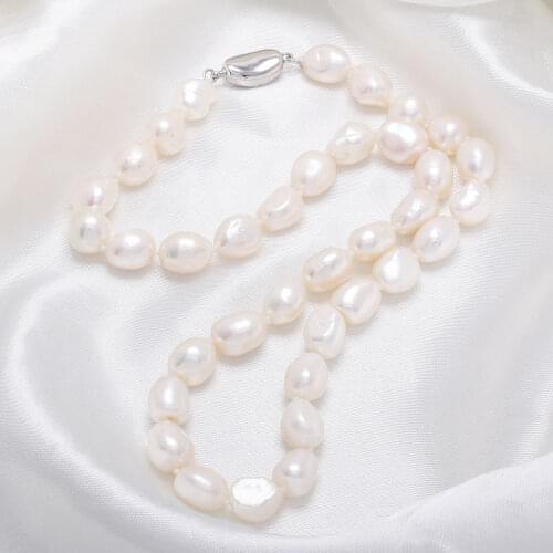 Natural Freshwater Irregular Pearl 10-11 Mm Necklace For Elegant Women Wedding Dress Gift