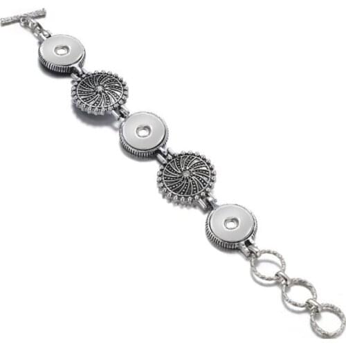 Newst Snap Jewelry 18mm Snap Button Bracelet&Bangles Vintage Silver plated Snap Bracelet Charm Bracelet For Women