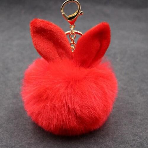 Wholesale Cheap New Cute Fluffy Keychain Faux Rabbit Fur Ball KeyChains Bag Backpacks Charms Trinket Car Key Ring Accessories