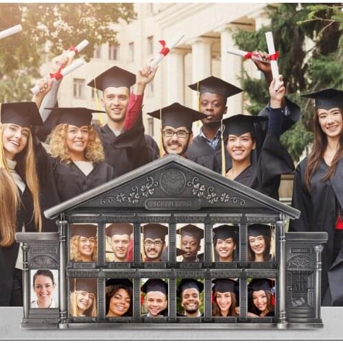 LASODY Antique Silver School House Photo Frame Home Decoration 2021 Graduation Picture Frame Holiday Gift Creative Alloy Art