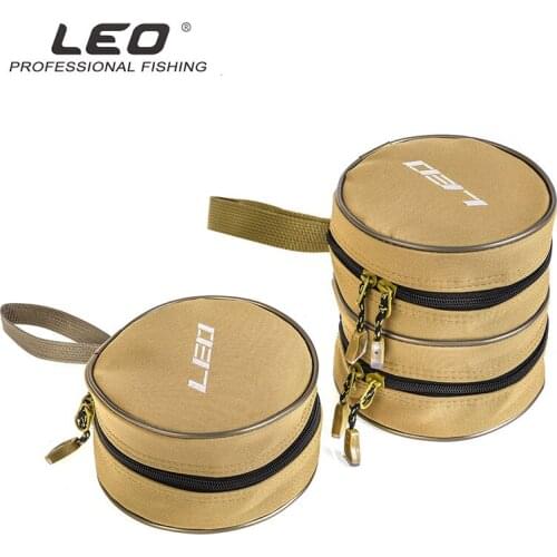 Portable Fishing Reel Bags Round Shape Fishing Gear Storage Case Zipper Pouch with Handlebar 15cm Fishing Wheel Bag
