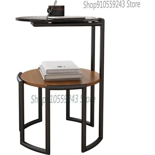 Simple Modern Balcony Double Flower Coffee Table Glass Light Luxury Sofa Corner Cabinet Small Apartment Bedside Table Mini