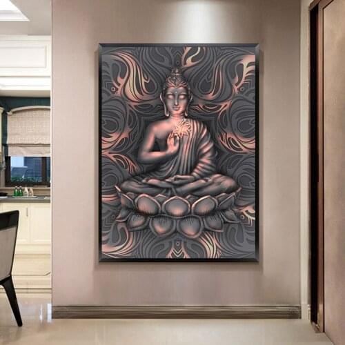 Modern Buddha Statue of Sakyamuni Canvas Painting Religion Poster and Prints Wall Art Pictures for Living Room Home Decoration
