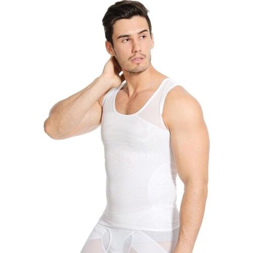 TOQUCL Net Yarn vest men body underwear Be-In-Shape Men Slimming Body Shaper Black White Mens Workout Compression Tank Top