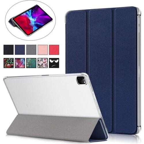 PU Leather Smart Cover For iPad Pro 12.9 2021 Case Coque Folding Clear Back Stand Tablet For Funda iPad Pro 12 9 2020 2021 Case