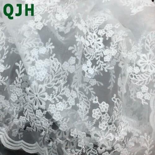 High Quality White Organza Embroidery Flower DIY French Lace Wedding Dress Fabric 5 Yards Fashion African Lace Fabrics
