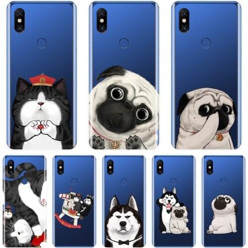 Back Cover For Xiaomi Mi Max Note 1 2 3 Pug Dog Cat Funny Husky Kawaii Cute Soft Silicone Phone Case For Xiaomi Mi Mix 1 2 2S 3