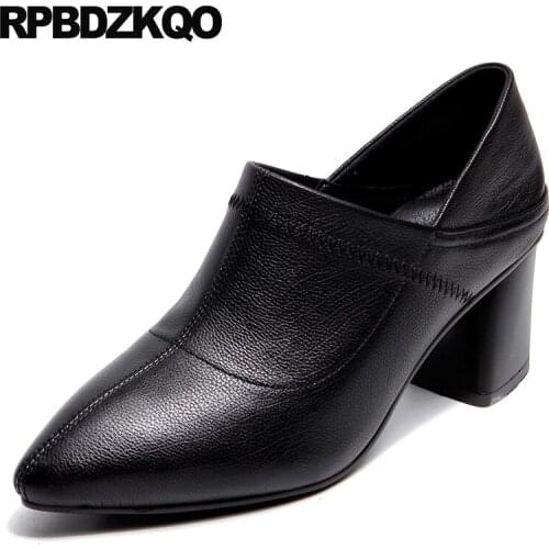 China sandals ladies mules slipper high quality designer shoes genuine leather pumps thick black luxury pointed toe medium heels