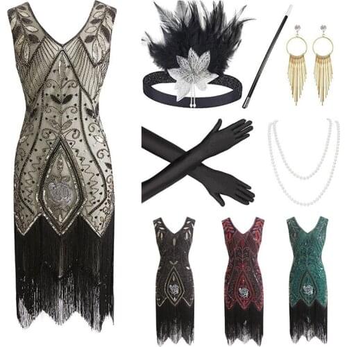 1920s Retro Sequin Fringe Dress For Women Adult Sleeveless Elegant Custom Color Latin Dance Vintage Evening Dress DQL4956