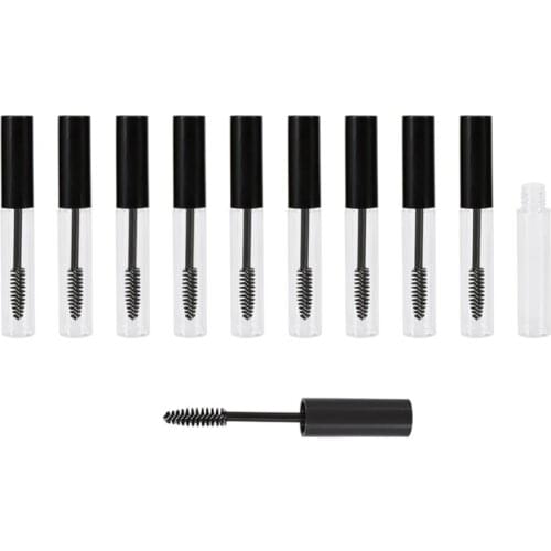 10Pcs 10Ml Empty Mascara Tube with Eyelash Bottles Cosmetic Container 10Ml Plastic Bottle Mascara Eyelash Refillable Makeup Cont