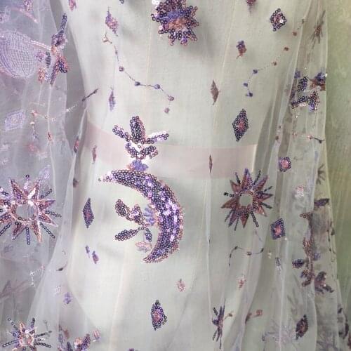 160*100CM purple sequined Wedding bridal Dress Applique DIY Bridal Headdress scarf veil curtain Lace Fabric Patch free ship