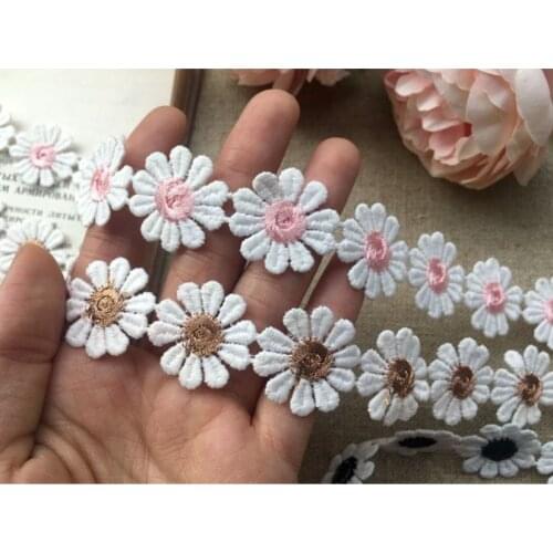 2 Yards/lot Width 2.3cm 8 Colors Daisy Flower Lace Trim Knitting Wedding Embroidered DIY Garment Earring Sewing Supplies Crafts