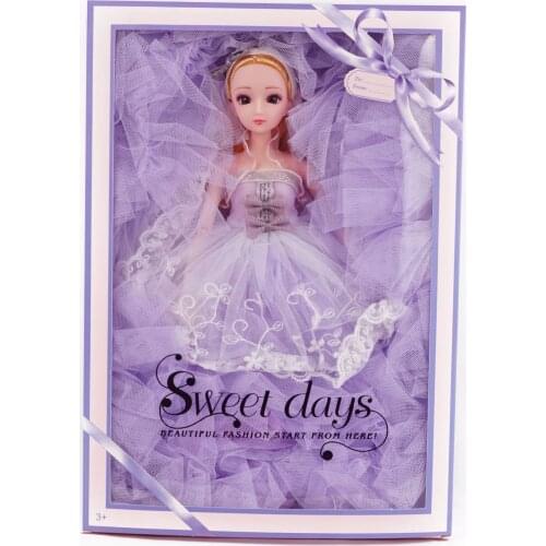 30CM Ooversized Dress Up Princess Play House Girl Wedding Toy Simulation Sweet Cute Present Gift Box Toy Cartoon Doll