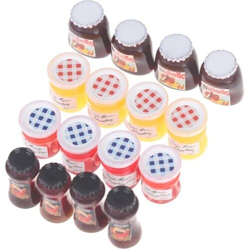 4pcs/set Jar Ketchup Sauce Jam Salad Mini Coffee Kitchen Accessories For 1:12 Dollhouse Miniature Dinner House