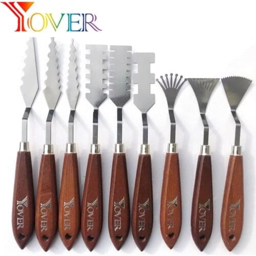 9Pcs/Set Professional Stainless Steel Artist Oil Painting Palette Knife Spatula Paint Pallet Art