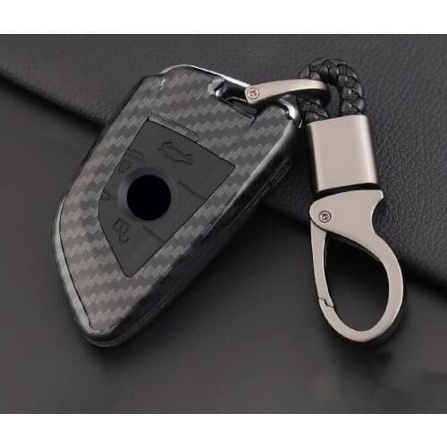 For BMW X1 X3 X4 X5 X6 Key protection case Car remote control door lock keychain Car styling Carbon fiber car key case