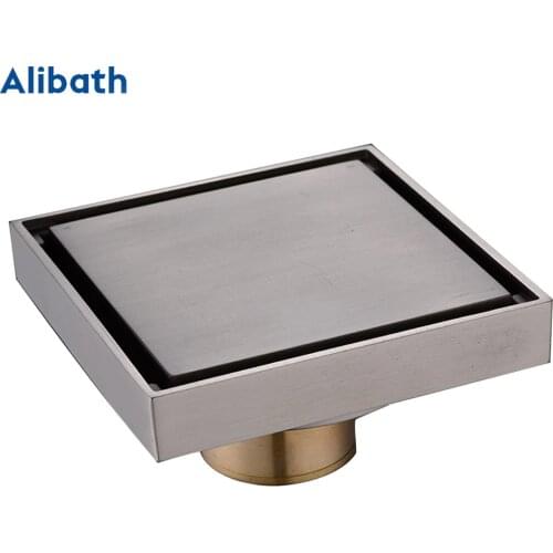 Free Shipping New 100% Brass Shower Drain Bathroom Floor Drain Tile Insert Square Anti-odor Floor Waste Grates 100X100