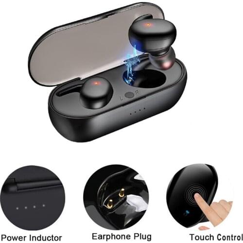Fashion TWS Wireless Headphones Bluetooth5.0 Sport Waterproof Charging Box Earphones Touch Control Music Earbuds with Microphone