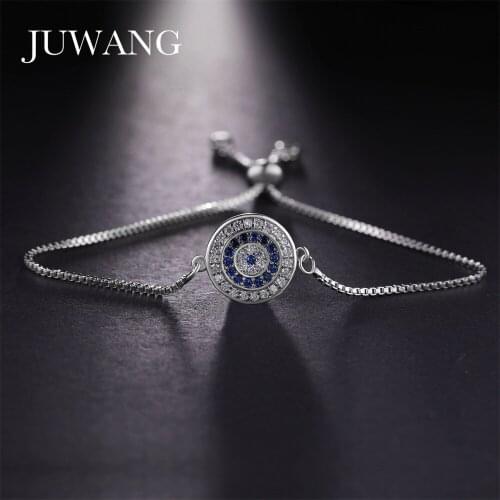 JUWANG New Fashion DIY Evil Eye Bracelets For Women Zircon Micro Pave Charm Adjustable Chain Bracelet Bangles Jewelry ojo turco