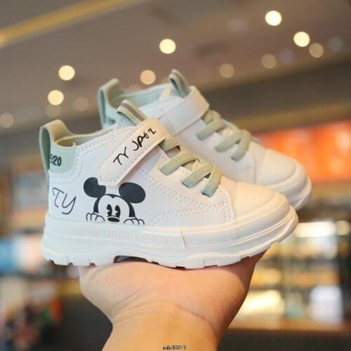Disney Brand Children Baby Shoes For Boys Girls Pu Leather Cartoon Mickey Mouse Kids Sneaker Toddler Sport Shoes Baby Boots