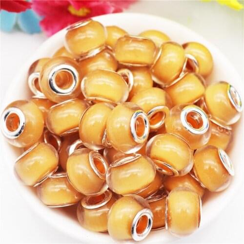 10Pcs Wholesale Big Hole Plastic Resin European Spacer Beads Fit Pandora Bracelet Bangle Curtains Keychain for Jewelry Making