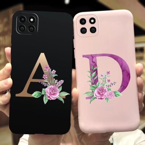 For Samsung A22 Case A22 5G Cute Letter Flower Printed Back Cases For Samsung Galaxy A22 A 22 5G Phone Cover Soft Silicon Bumper