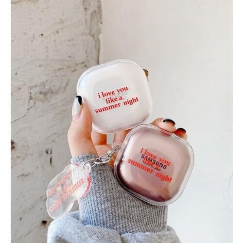 For Samsung Galaxy Buds Live/Buds Pro Case Korea Simple Letter Keychain Silicone Clear Earphone Case For Galaxy Buds Live Cover