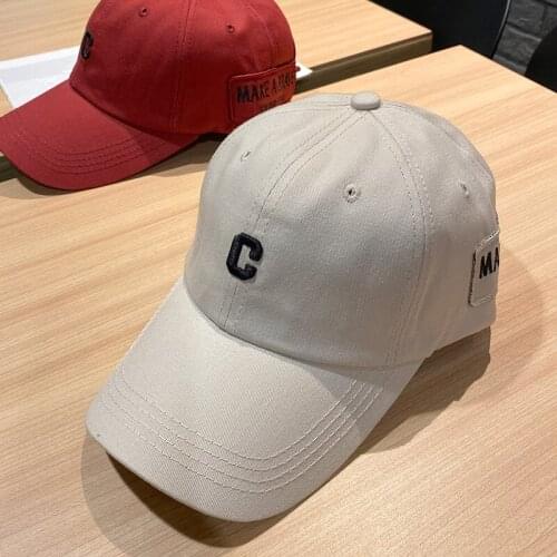 Ladies Hat Spring and Autumn Fashion Couple Soft Top Caps Korean Version of C Letter Embroidery Casual Baseball Cap