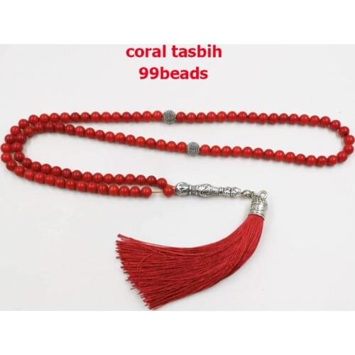 Eid gift 99 Natural Red coral Tasbih 2021 Everything is new Fashion Womens Bracelets Saudi arabia Fashion jewelry