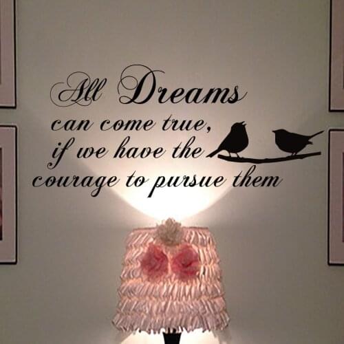 All Dream Can Come True Inspiring Wall Sticker Birds Decor Wall Art Murals Living Room Bedroom Wall Decoration