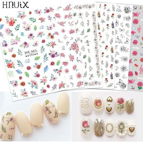 HNUIX Newest 3d nail art sticker Flowers Motifs Nails Art manicure decal decorations design nail sticker for nail beauty tips