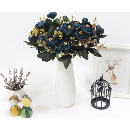 Artificial silk flowers tea rose bouquet wedding home decoration DIY flower arrangement fake flowers bouquet