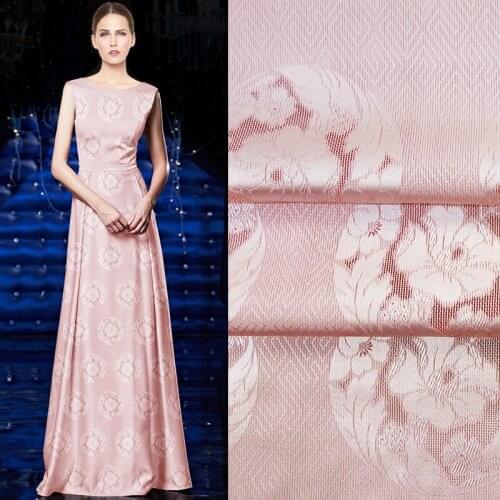 Quality 118CM Wide 22MM Jacquard Pink Silk Fabric Good for Summer Dress Jacket JH045