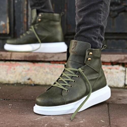 Knack High Sole Men 'S Sports Winter Boots B-080 Khaki Style Orthopedic Casual Mould Laced Inner Lining Cotton 2021 Winter Fashion