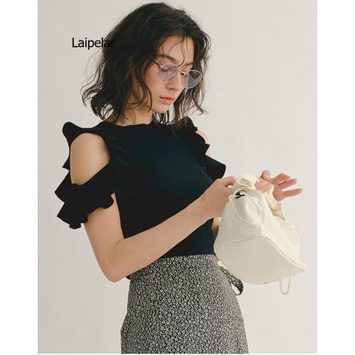 O Neck Shoulder Strapless Pullover Knit Sweater Women O Neck Pullover Long Sleeve Pull Femme Spring Summer