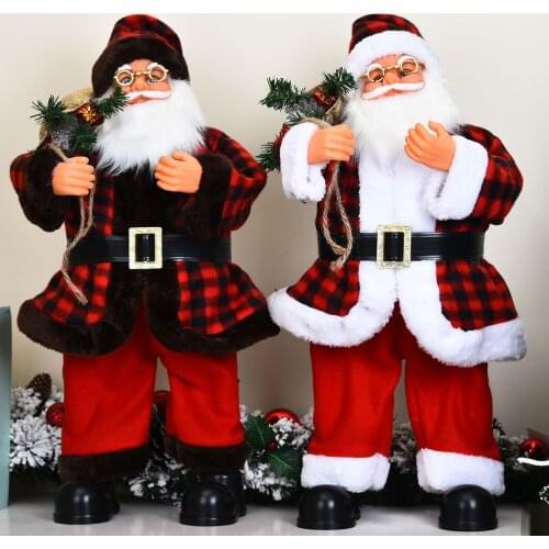 58cm Red Santa Claus Doll with Music Swing Function Electric Merry Christmas Decorations for Home Happy New Year 2021 Navidad