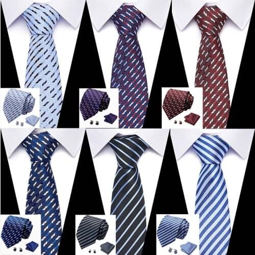 Men Tie Gold Blue Paisley Wedding Tie For Men Hanky CufflinkS Silk Men Tie Set