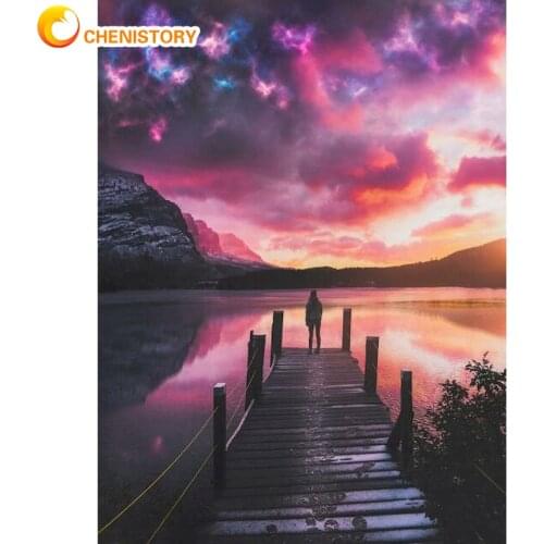 CHENISTORY DIY Oil Painting By Numbers Sky Scenery For Adult Kids Art Picture Kit On Canvas Acrylic HandPaint Home Decor Gift