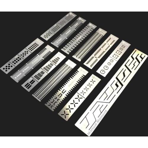 Gundam Model 13 In 1 Details of the carving Auxiliary Ruler Detail Renovation Engraving Aids Stainless steel Hole Engraved Tool