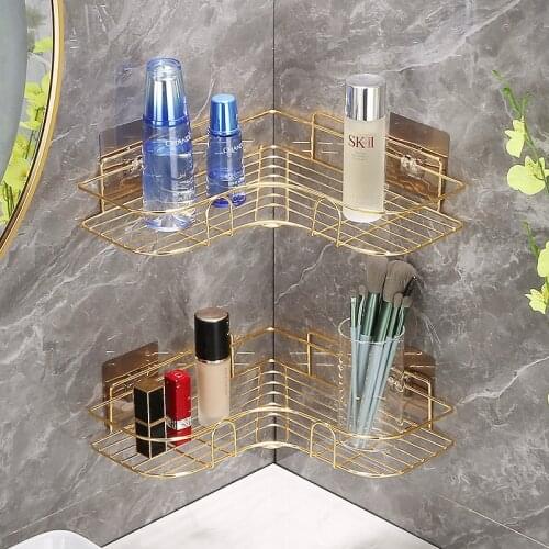 Bathroom Shelf Shower Wall Mount Shampoo Storage Holder With Suction Cup No Drilling Kitchen Storage Bathroom Accessories
