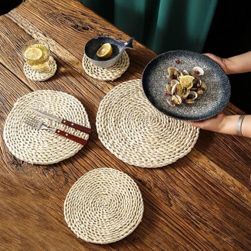 Natural Pastoral Style Round Casserole Mats Placemats Coasters Plates Mats Table Decoration Kitchen Accessories